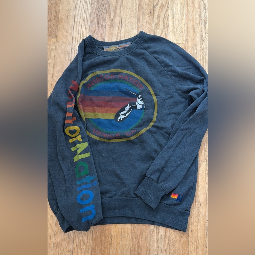 Aviator Nation Relaxed Crew Sweatshirt Gray